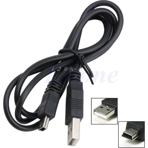 1 PC Black USB 2.0 Male A to Mini 5 Pin B Charger Cord Charging Data Sync Cable Adapter New