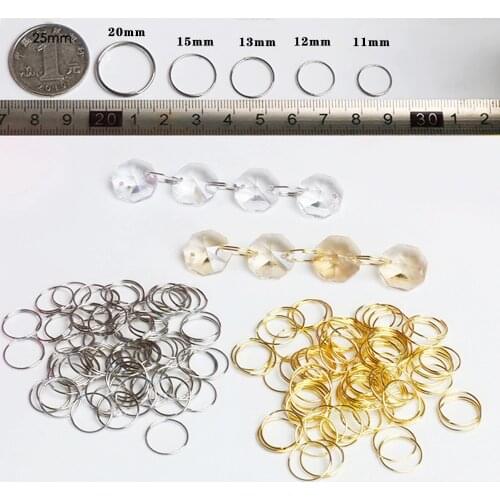 Camal 100pcs 11mm 12mm 13mm 15mm 20mm Round Stainles Steel Ring for Chandelier Crystal Bead Pendant Part Light Curtain Connecter