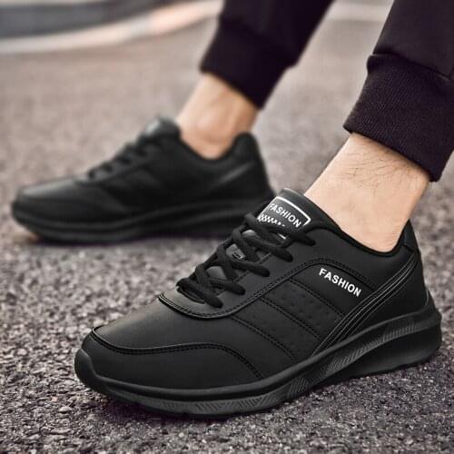 Mens Casual Shoes Leather Non-slip Sneakers Mens Lace-up Trainers Outdoor Designer Mens Walking Shoes Tennis Zapatillas Hombre