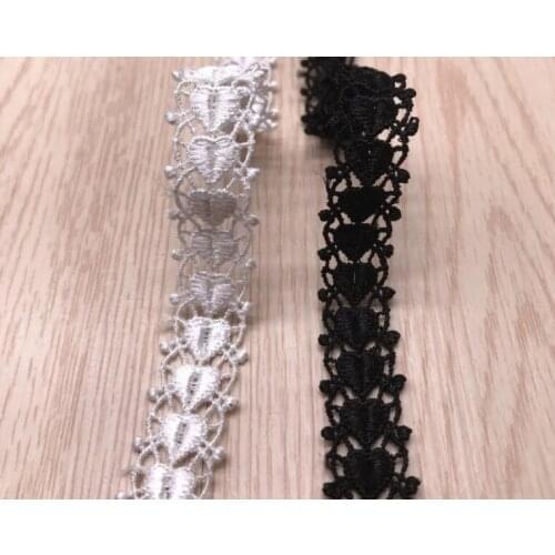 15 Yards Heart Pattern Embroidered Lace Trim Handmade DIY Sewing Patchwork Material Water Soluble Lace Fabric Ribbon