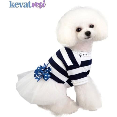 Summer Dog Dress Bowknot Princess Dress Clothes for Small Dogs Wedding Skirt Chihuahua Pug Spring Pet Clothing XS-XL