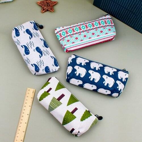 Cute Animal Pencil Box Fresh Printed Gift Decoration School Pencil Box Pen Bag Pencil Bag School Supplies Stationery 8*19cm 1pc