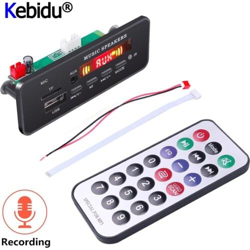 5-12V MP3 Decoder Board Recording Car USB Bluetooth V5.0 Hands-free MP3 Player MP3 Module Remote Control USB FM Aux Radio