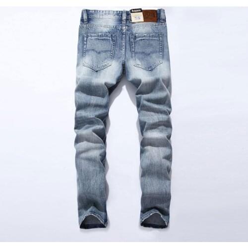 2020 New White Washed Italian Designer Men Jeans High Quality Balplein Brand Straight Fit Distressed Ripped Jeans for Jeans Men
