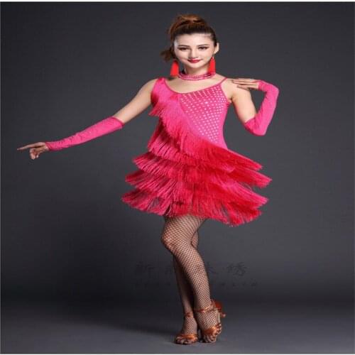 2017 New Ballroom Dance Dress Samba Costume for Women Fringe Sexy Salsa Dresses girl Dance competition Dress