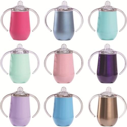 New Creative 304 Stainless Steel U-shaped Big Belly Eggshell Cups, Double Ears With Handles, Nozzle Cover, Red Wine Glass