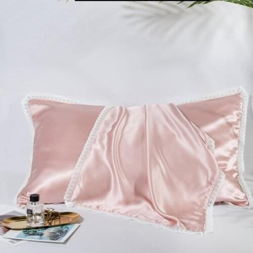 Single Side Pillowcase 100% Silk Pure 25 momme Natural Mulberry Lace Pillow Case for Hair Luxury 48x74cm Home Textile