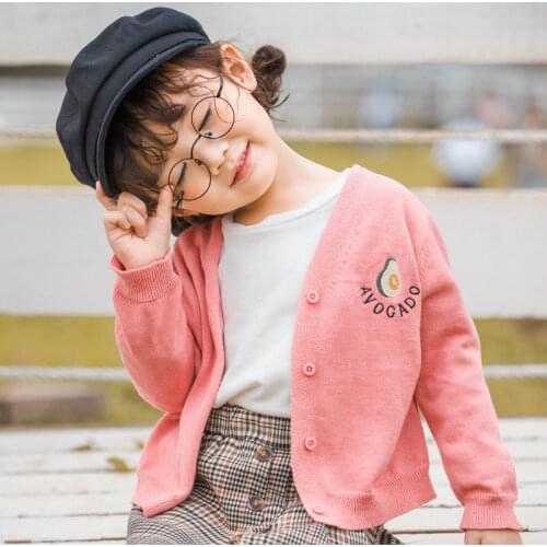 2020 Girl Baby Embroidery solid color Sweater Cardigan Coat Girls Kids Jacket Children winter Coats Clothes