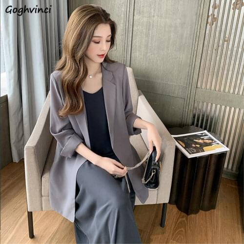 Blazers Women Solid Chiffon Thin Summer All-match Korean Loose Sun-proof Casual Soft Outwear Simple Fashion Split New Streetwear