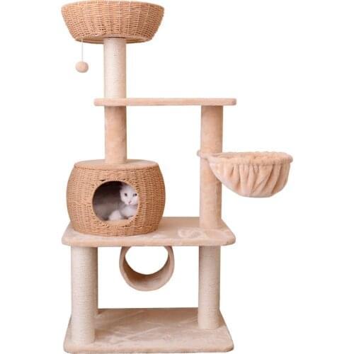 Woven Cat Climbing Frame Luxury Handmade Cat Nest Sisal Tree House Cat Furniture