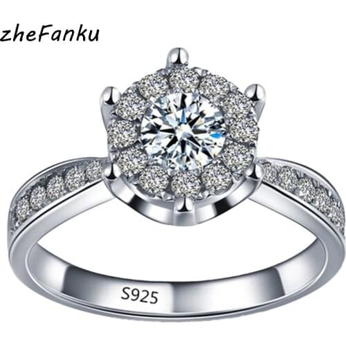 Hollow Wedding Ring White Engagement Cz Jewelry For Women AAA Zircon Accessories Bijouterie