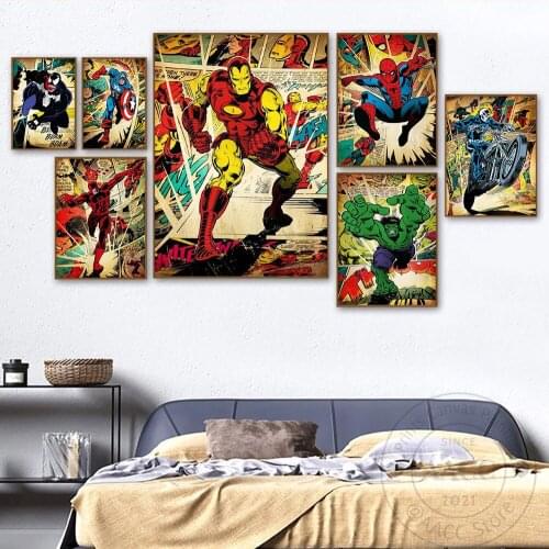 Marvel Movie Superhero Spiderman Iron Man Poster And Print Wall Canvas Painting Art Classic Disney Picture For Living Room Decor