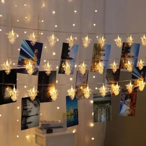 Christmas Led Luminous Photo Wall Transparent Snowflake Christmas Tree Star Clip String Lights Party Decoration String Lights