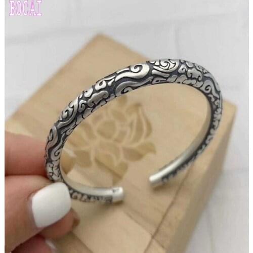 S925 wholesale sterling silver jewelry silver star with a Korean man to spend eternity retro Silver Flower Bracelet