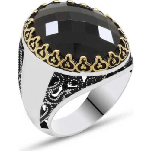 Tevuli 925 Sterling Silver Black Zircon Stone Mens Ring