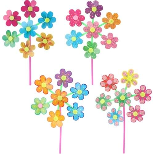 Flower Pattern Spinner Wind Windmill Kids Children Toys Garden Yard Decoration