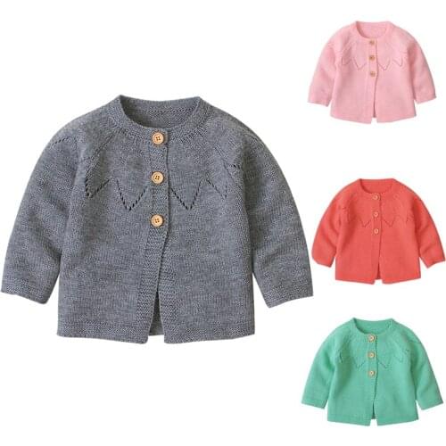 Newborn Baby Girls Knitting Cardigan Solid Color Long Sleeve Autumn Winter Kids Cardigan Sweaters Infant Baby Girl Jacket Coat