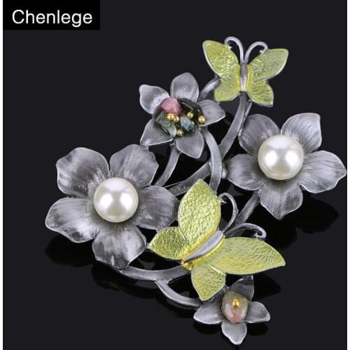 Chenlege women vintage bouquet plant brooches silk scarf clip buckle holder retro leaf flower brooch pins fine jewelry