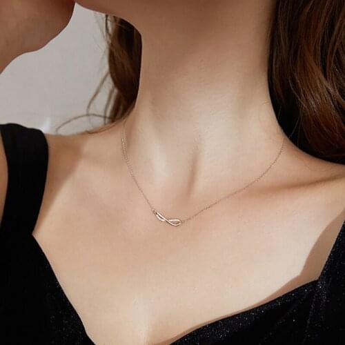 Endless Minimalist Geometric Cubic Zirconia 925 Sterling Silver Pendant Necklace For Women Luxury Designer Jewelry Gifts