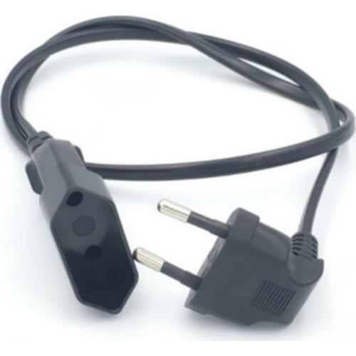 0.6M black White European EU 2 Prong Bend Angle Male to Female Power Extension Cord Cable for PC Computer PDU UPS