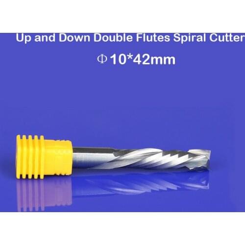 1pc UP and DOWN Cut 10x42mm Double Flutes Spiral Carbide Mill Tool Cutters CNC woodworking Router, Compression Wood router Bits