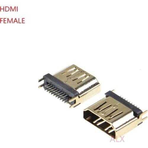 10PCS HDMI FEMale Jack/plug connector 19PIN 19P 1.6MM 180 Degree Gold-Plated hd 19 PIN