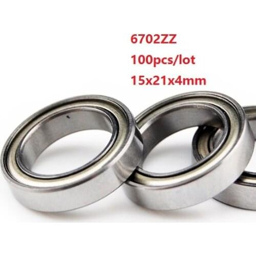 100pcs/lot 6702ZZ 6702 ZZ 6702Z 15x21x4mm Thin Section Double metal Shielded Deep Groove Ball Bearing 15*21*4mm