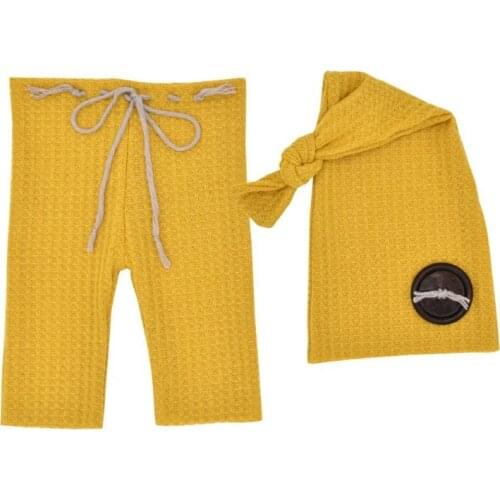 GXMB 2 Pcs Newborn Photography Props Clothing Baby Pants Long Tail Knot Hat Set Knitted Trousers Beanies Kit for Infants