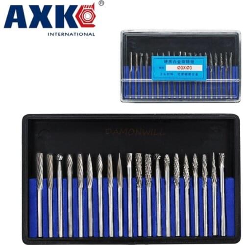 20PCS Cemented carbide Tungsten Carbide Milling Cutter Rotary Brocas Com Escareador Steel Cone Drill Set Diamond Drill 3mm
