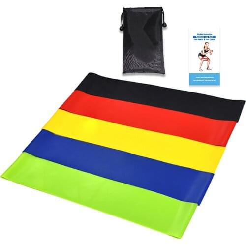 5pcs/Set Workout Resistance Bands Loop Fitness Yoga Leg Strength Flexibility Exercise Band Elastic Stretch Strap Gradient Belt