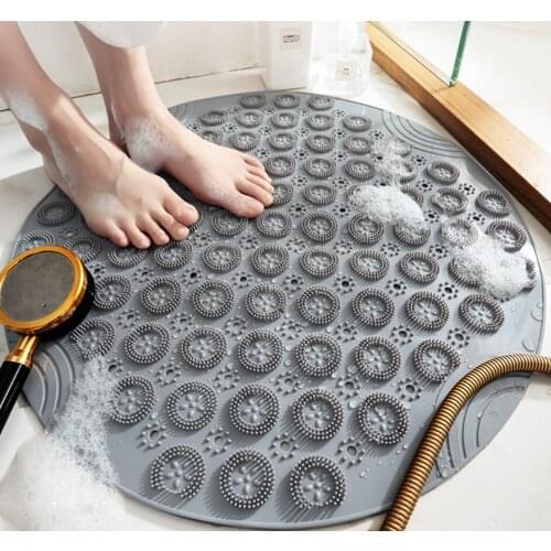 55cm Non-slip Round Bathroom Mat Safety Shower Bath Mat Plastic Massage Pad Bathroom Carpet Floor Drainage Suction cup Bath Mat