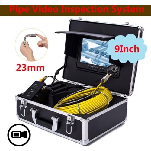 9'' TFT LCD DVR Screen Monitor Pipe Video Inspection System With DVR Function 20M Cable 23MM Camera Head IP68 Waterproof