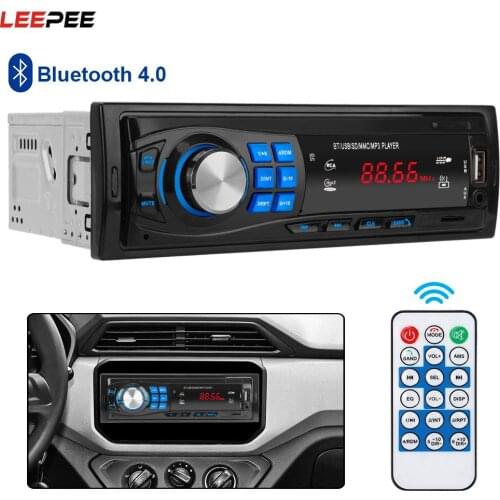 LEEPEE Car Radio Bluetooth 4.0 1 Din Stereo In-dash EQ Function TF USB AUX Support Audio FM SD MMC MP3 Player Memory Protector