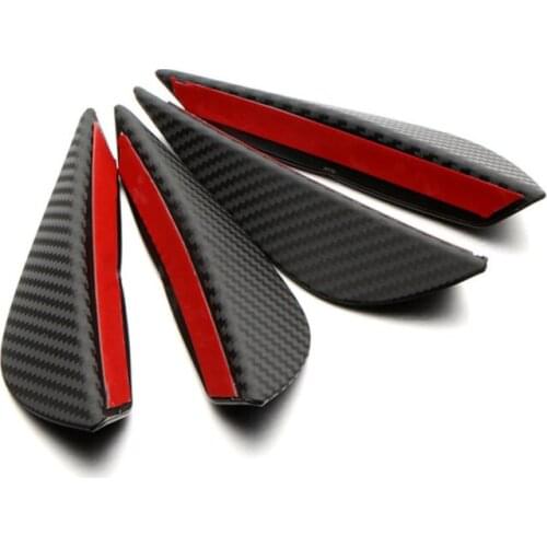 Black Carbon Fiber Car Spoiler Canards Fit Front Bumper Lip Splitter Fin Air Knife Auto Body Kit Accessory Universal