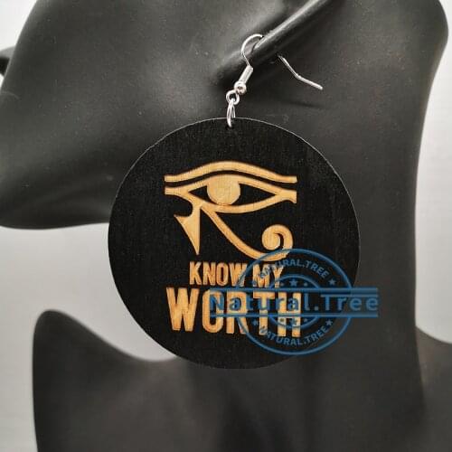 Free Shipping! Eye Evil wooden earrings