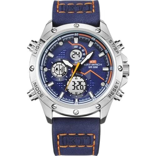 Fashion Mens Watches for Men Military Digital Analog Quartz Chronograph sport Watch waterproof leather LED reloj hombre