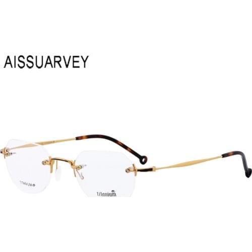 Pure Titanium Rimless Brand Designer Eyeglasses Men Glasses Frames Prescription Women Optical Retro Vintage Eye Glasses Quality