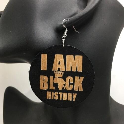 6cm I am Black History Wooden Earrings