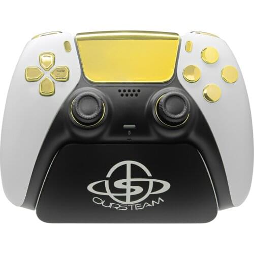 For PlayStation 5 Controller Joystick Rings Glossy Gold Button for PS5 Wireless D-pad Cross Buttons Mod Kit