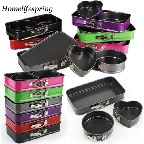 1/3Pcs Carbon Steel Cakes Molds Removable Bottom Non-Stick Metal Bake Mould Round Square Heart Cake Pan Bakeware Kitchen Tools