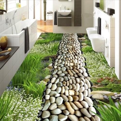 Beibehang Custom photo wallpaper floor painting flower grass cobblestone bathroom 3D floor papel de parede wall papers home deco
