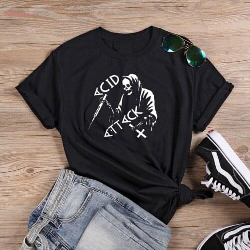 Acid Attack Gothic skeleton cross T-Shirt 100% Cotton graphic unisex funny tumblr women quote casual dark Fashion tshirt top tee