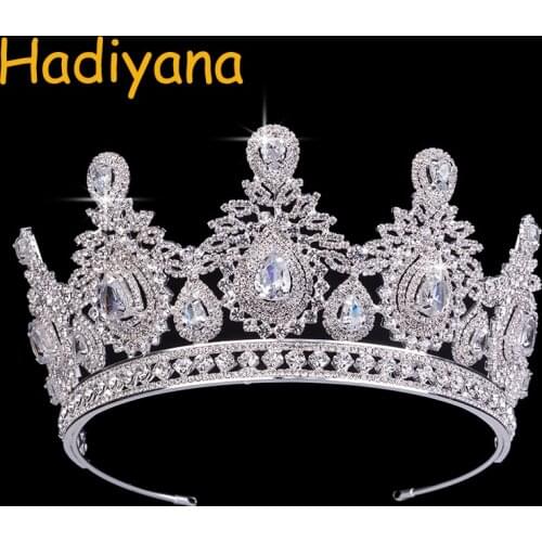 Hadiyana Wedding Accessories Bridal Hair Tiaras Water Droplets Hair Crown Copper Rhinestone Sliver Plating Wedding Crowns BC3620