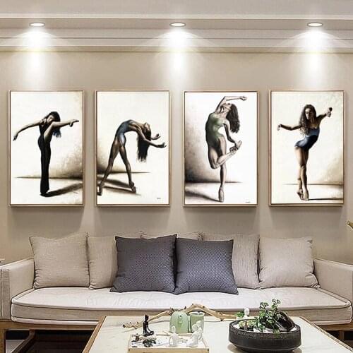 European Style Canvas Painting Nordic Ballet Dancing Figures Drawing Pictures Wall Art Posters for Living Room Decor No Frame