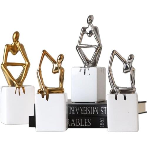 Creative modern simple ceramic sitting person decoration fashion Nordic model room home living room soft decoration process