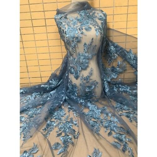 Latest design SYJ-36682 African French Embroidery Net Lace Fabric with sequins Free Shipping French Laces