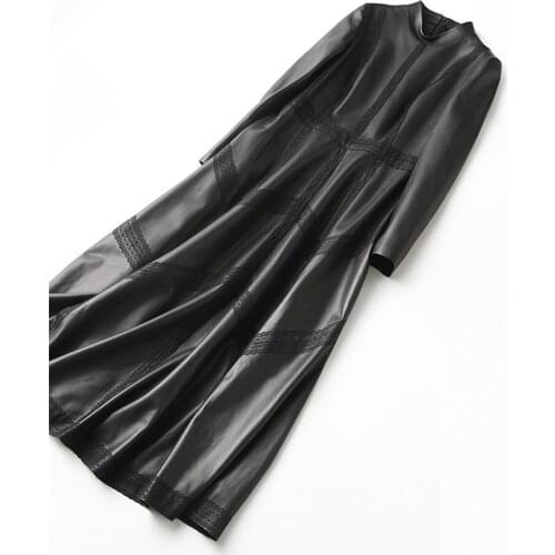 Genuine Leather Jacket Autumn Jacket Women Sheepskin Coat Female Streetwear Long Trench Coats Vintage Windbreaker MY4357