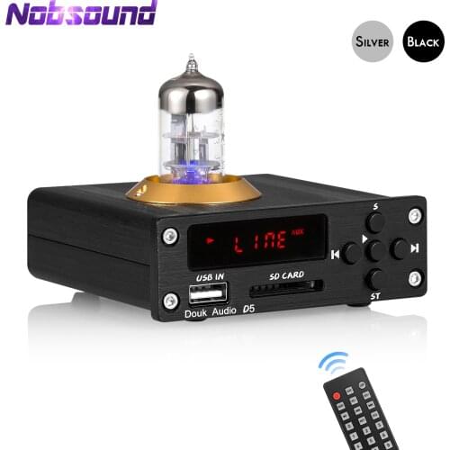 Nobsound Mini Bluetooth 5.0 Vacuum Tube Preamp Stereo Audio Receiver Pre-Amplifier HiFi Lossless SD/USB Music Player
