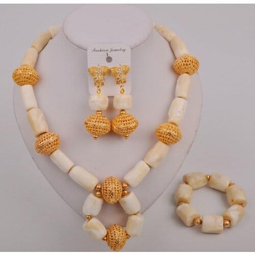 Fashion Nigeria Wedding African Beads Jewelry Set White Coral Necklace Bridal Jewelry Set Free Shipping