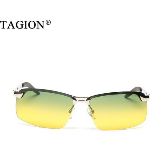 TAGION 2018 Fashion Rimless Day Night Vision Goggles Polarizd Mens Driving Glasses 3043